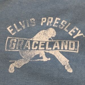 Elvis Presley Graceland Light Blue Intentionally Distressed Hoodie Medium